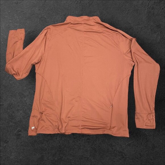 Fabletics Shirt Phoenix Brick Cherry Mocha Mock Neck Athletic Long Sleeve 2X - Picture 5 of 10